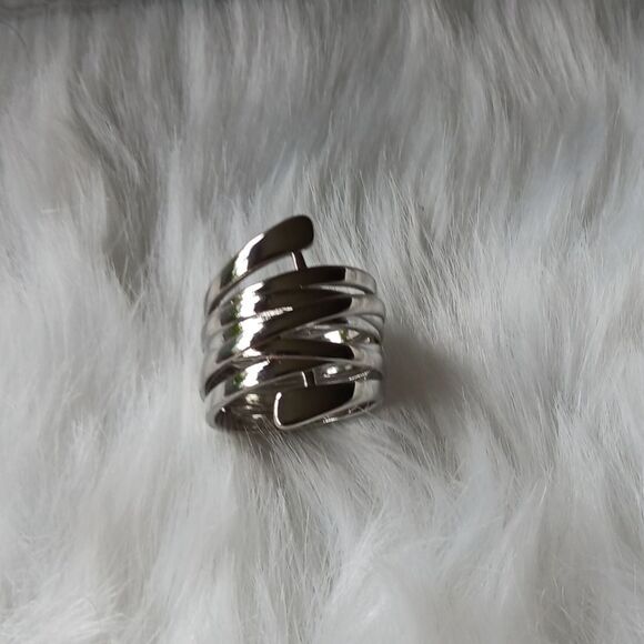 Sterling Silver Wide Stacked Ring - Size 7 and 8 - Picture 11 of 12